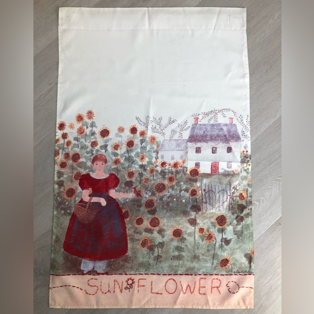 Sunflowers & Country House Full Size House Flag Rare Print